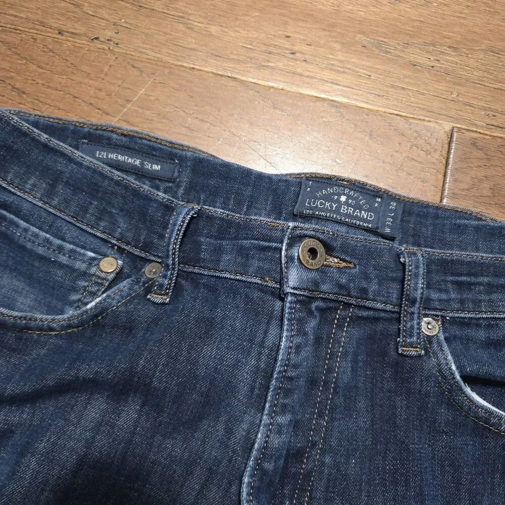 Lucky Brand 121 Heritage Slim Mens Blue Jeans 34x34 Medium Wash Stretch 33x34
